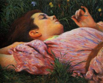 Federico Zandomeneghi : Girl with flowers